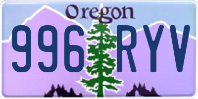 OR license plate 996RYV