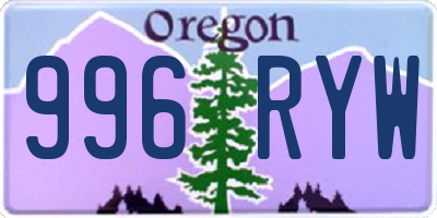 OR license plate 996RYW