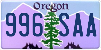 OR license plate 996SAA