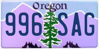 OR license plate 996SAG
