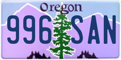 OR license plate 996SAN