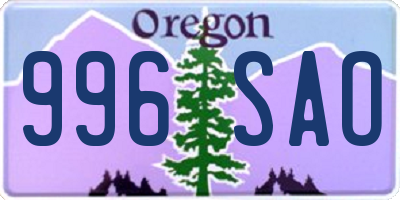 OR license plate 996SAO
