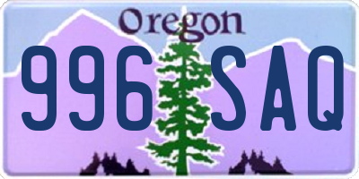 OR license plate 996SAQ