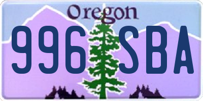 OR license plate 996SBA