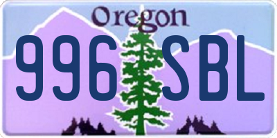 OR license plate 996SBL