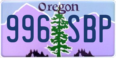 OR license plate 996SBP