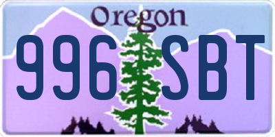 OR license plate 996SBT