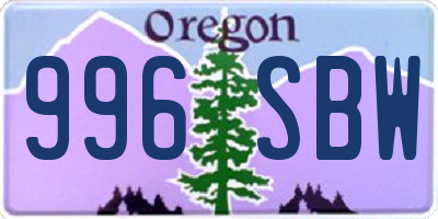 OR license plate 996SBW