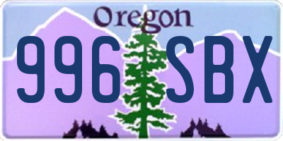 OR license plate 996SBX