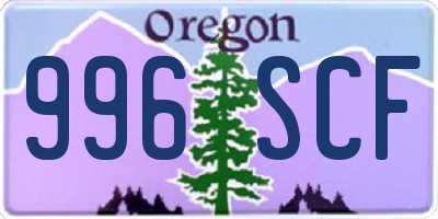 OR license plate 996SCF