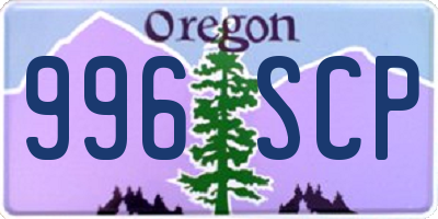 OR license plate 996SCP