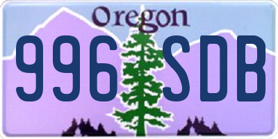 OR license plate 996SDB