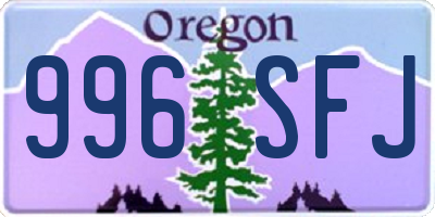 OR license plate 996SFJ
