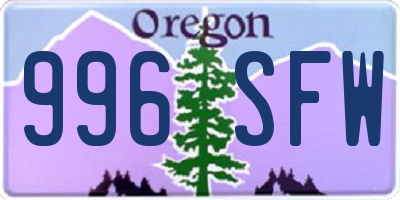 OR license plate 996SFW