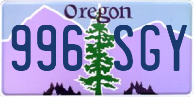 OR license plate 996SGY