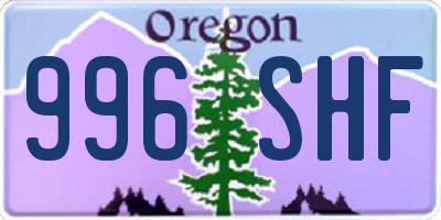 OR license plate 996SHF