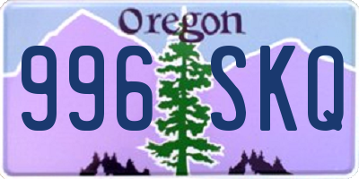 OR license plate 996SKQ