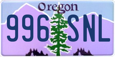 OR license plate 996SNL