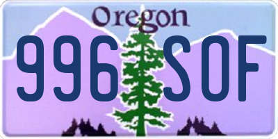 OR license plate 996SOF