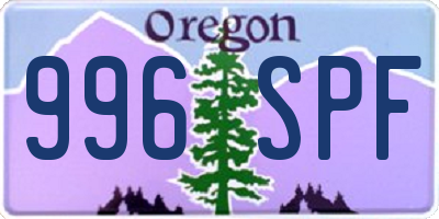 OR license plate 996SPF