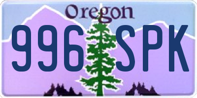 OR license plate 996SPK