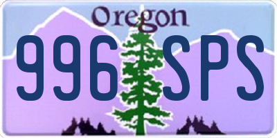 OR license plate 996SPS