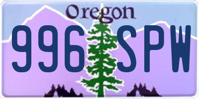 OR license plate 996SPW