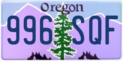 OR license plate 996SQF