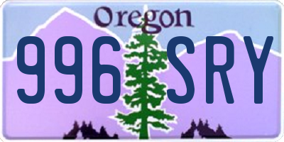 OR license plate 996SRY