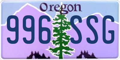 OR license plate 996SSG