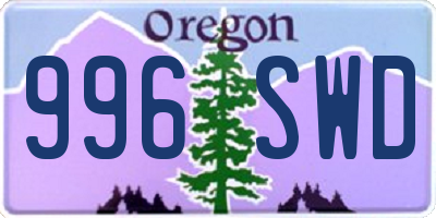 OR license plate 996SWD