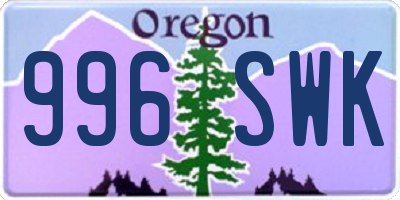 OR license plate 996SWK
