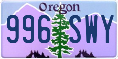 OR license plate 996SWY