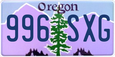 OR license plate 996SXG