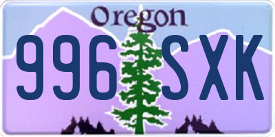 OR license plate 996SXK