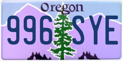 OR license plate 996SYE