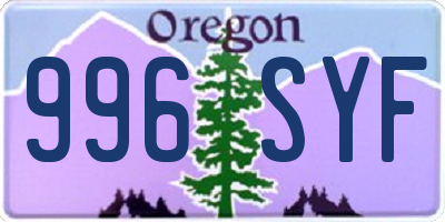 OR license plate 996SYF