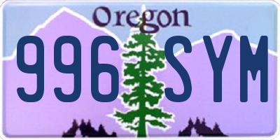 OR license plate 996SYM