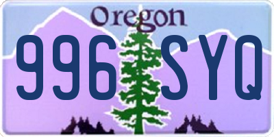 OR license plate 996SYQ