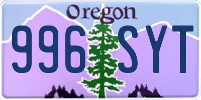 OR license plate 996SYT