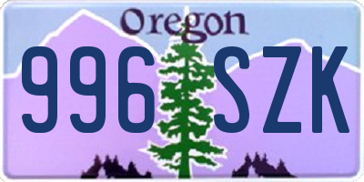 OR license plate 996SZK