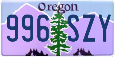 OR license plate 996SZY