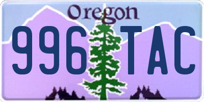 OR license plate 996TAC