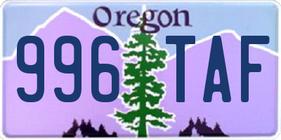 OR license plate 996TAF
