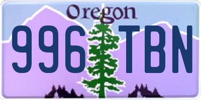 OR license plate 996TBN