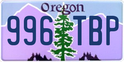 OR license plate 996TBP