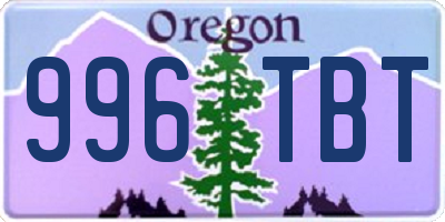 OR license plate 996TBT