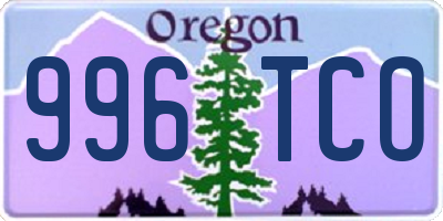 OR license plate 996TCO