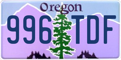 OR license plate 996TDF