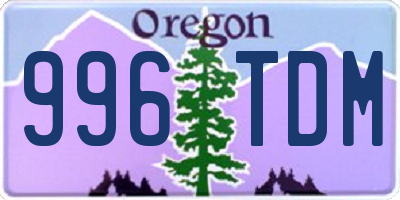 OR license plate 996TDM